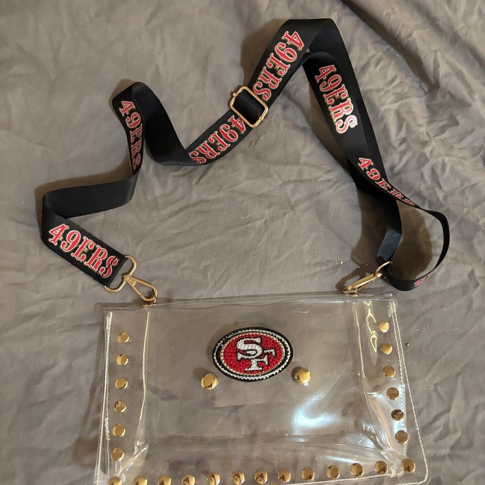 49ers Clear Crossbody Bag with Black Strap